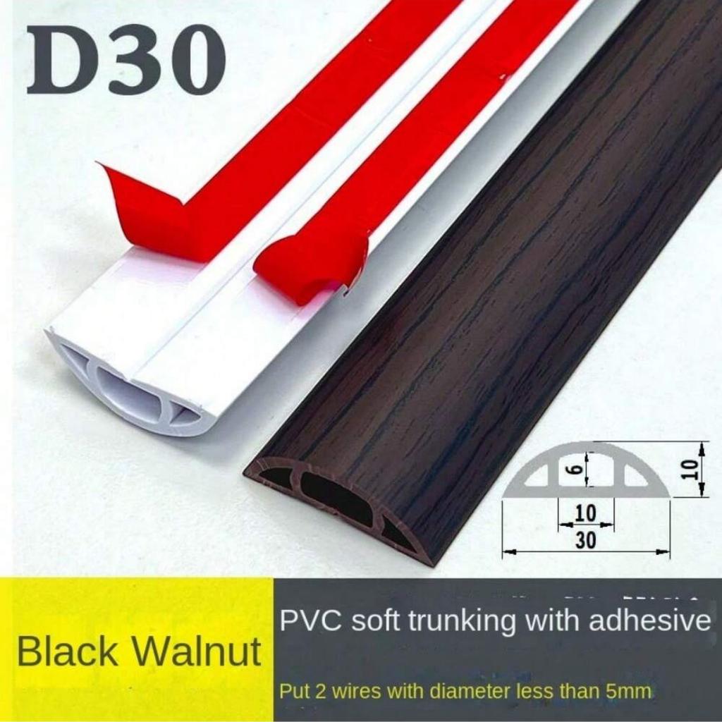 1PC 1m/39.37in Pvc Floor Cord Cover Self-adhesive Power Cable Protector Extension Electric Wire Duct Slot Cable Sleeves Hider Co
