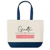 Tote Bag - PLANETEE - Ginette En Vacances - Fond Bleu - Coton 40x45 Cm - Fabriqué En France