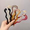 French Twist Hair Stick Hair Clip Acetate Wavy U-Shaped Hairpin Vintage Tortoise Shell Women Hair Bun Pin Headwear Accessories