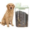 Transparent Plastic Pet Food Storage Box With Measuring Cup And Secure Handles Great For Travel and Home Indoor Use