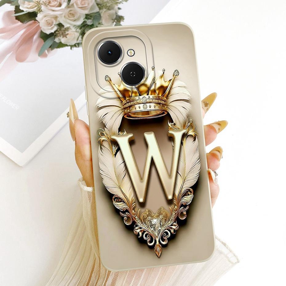 Fashion Crown Letter Couple Phone Case For Tecno Spark 40C 40 Soft Silicone Cases For Tecno Spark40 Spark40C 4G Covers Bumpers