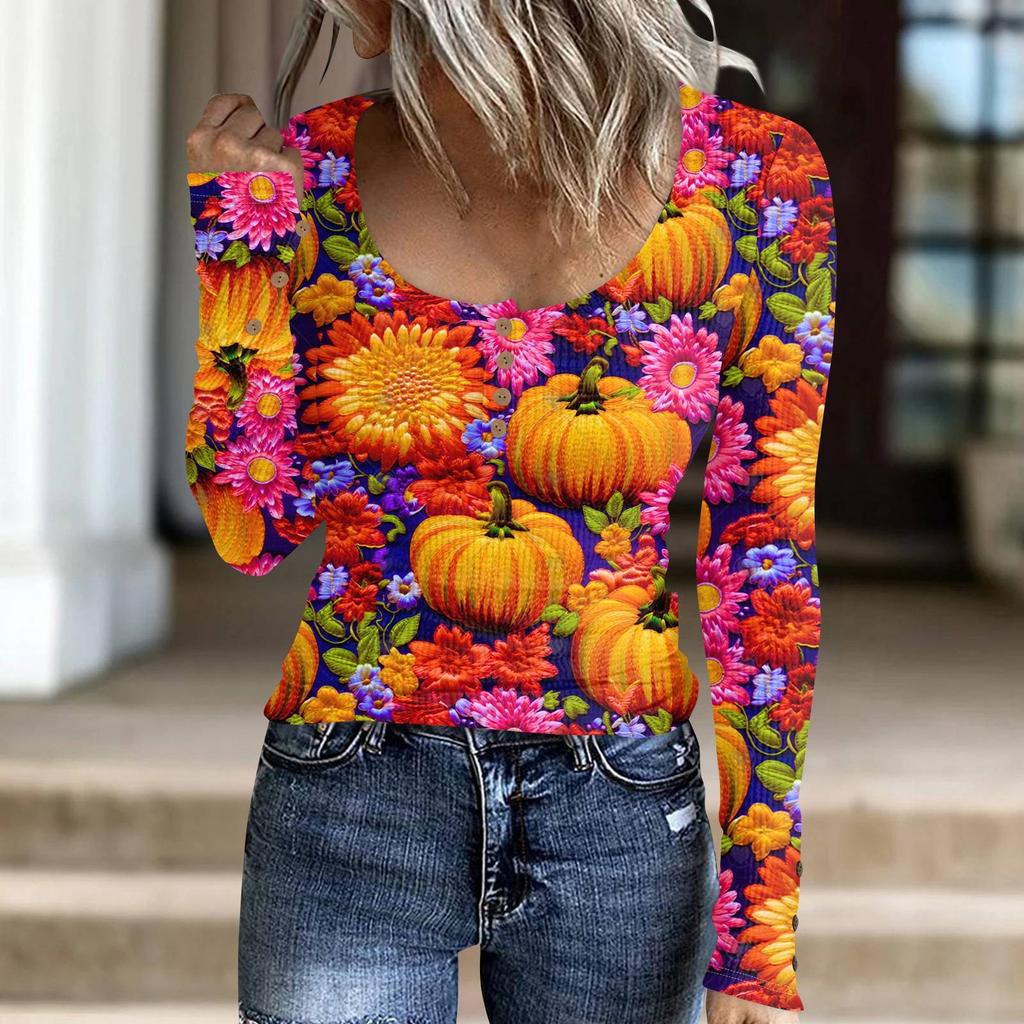 Women's Fashion Button Casual Halloween Knit Pullover Sweater