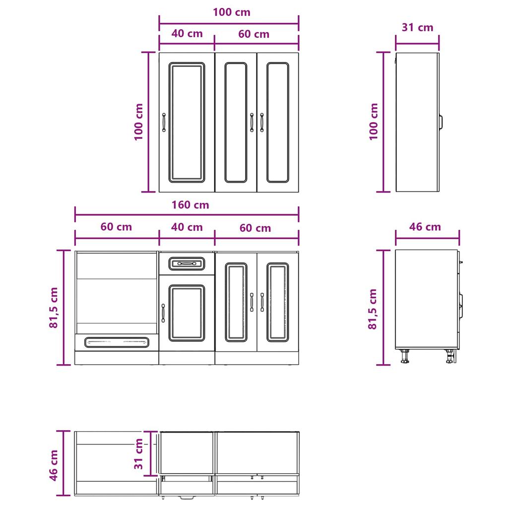 Kitchen Unit KALMAR 5 Pcs Concrete Grey Engineered Wood