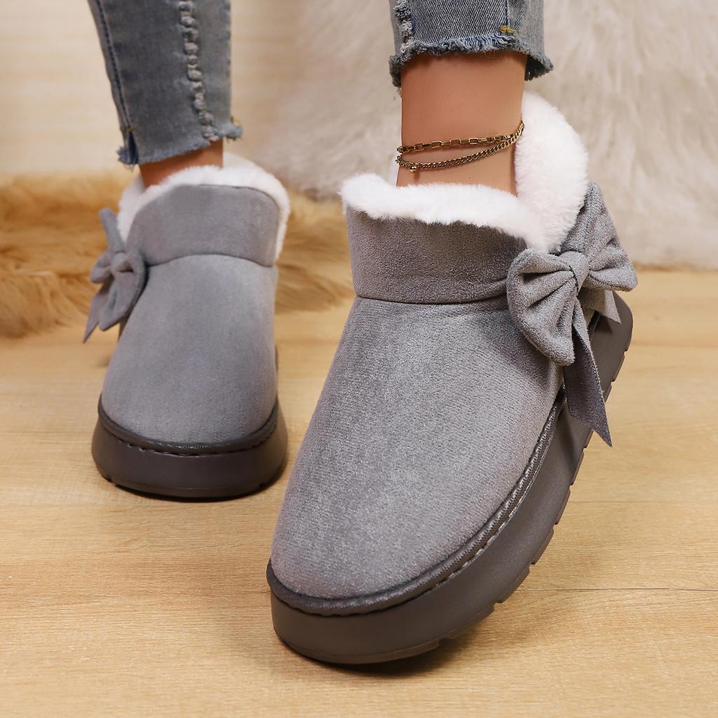 Women's Winter Bow Warm Snow Boots Indoor Slippers
