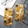 Tall and Sturdy Horse For IPhone 17Pro Max 16 17 Pro 15 Pro 14 13 Plus 12 Mini 11Pro Max XR 16E 17 Air Golden Glass Phone Case