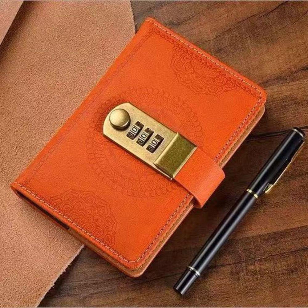 PU Cover PU Notebook with Lock Line Office Notebook A7 Notebook with Lock Leather Journal Office