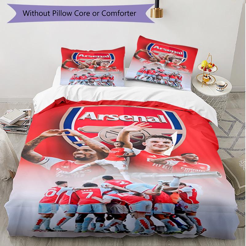 3pcs Duvet Cover Set (1*Duvet Cover + 2*Pillowcase, Without Core), Football Team F.C Print Soft All‑Season Bedding Set, Home Bedroom Decor Gift