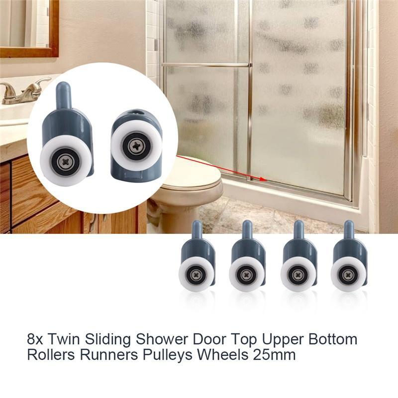 8x Single Shower Door Pulleys Rollers//Runners//Wheels Top/&Bottom Bathroom 25mm