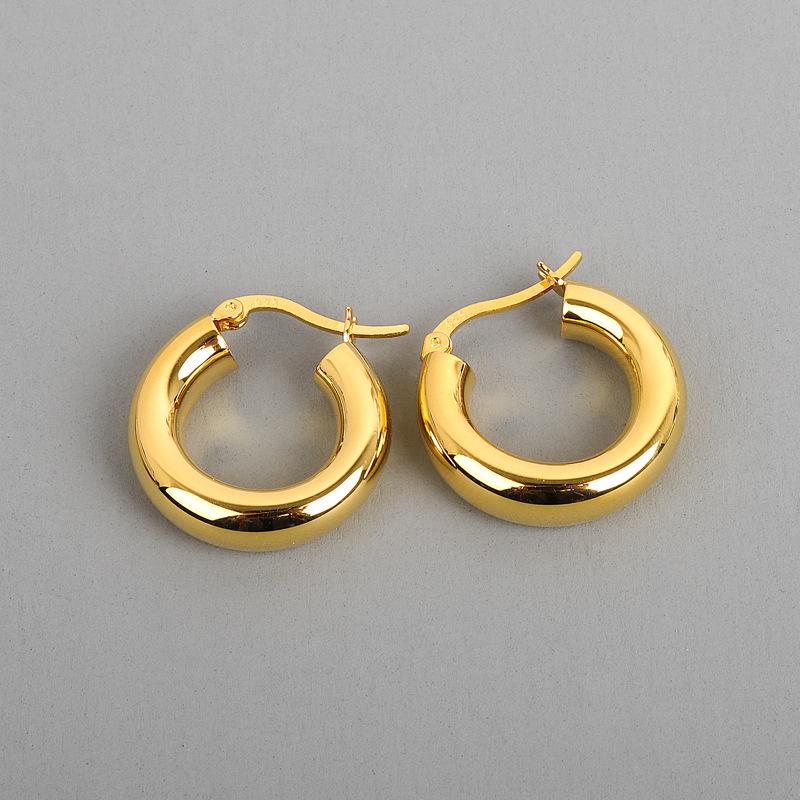 Korean New Classic Gold Color Plated Metal Hoop Earrings For Women Fashion Jewelry Temperament Girls Daily Wear Earrings