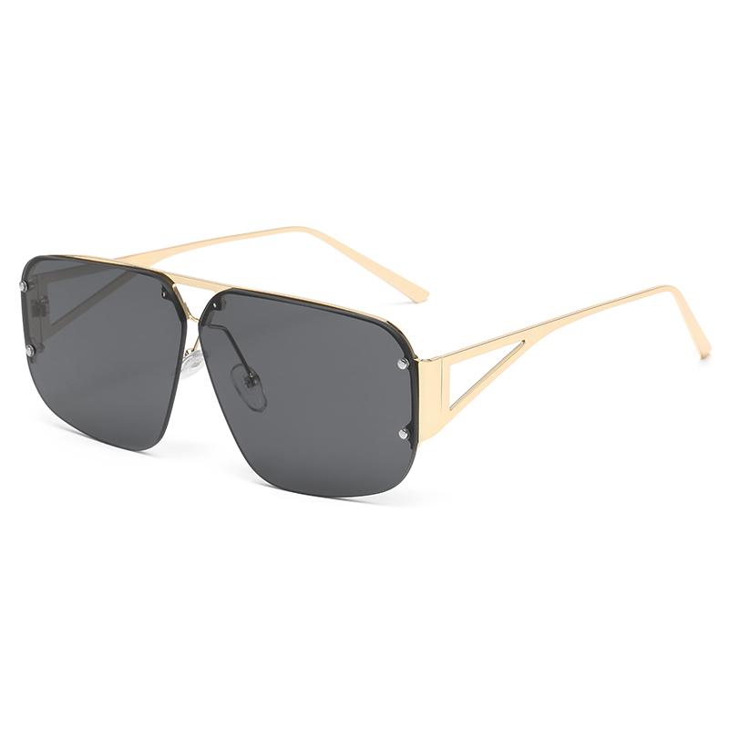 Square Large Frame Metal Sunglasses Women Vintage Fashion Gradient UV400 Lenses