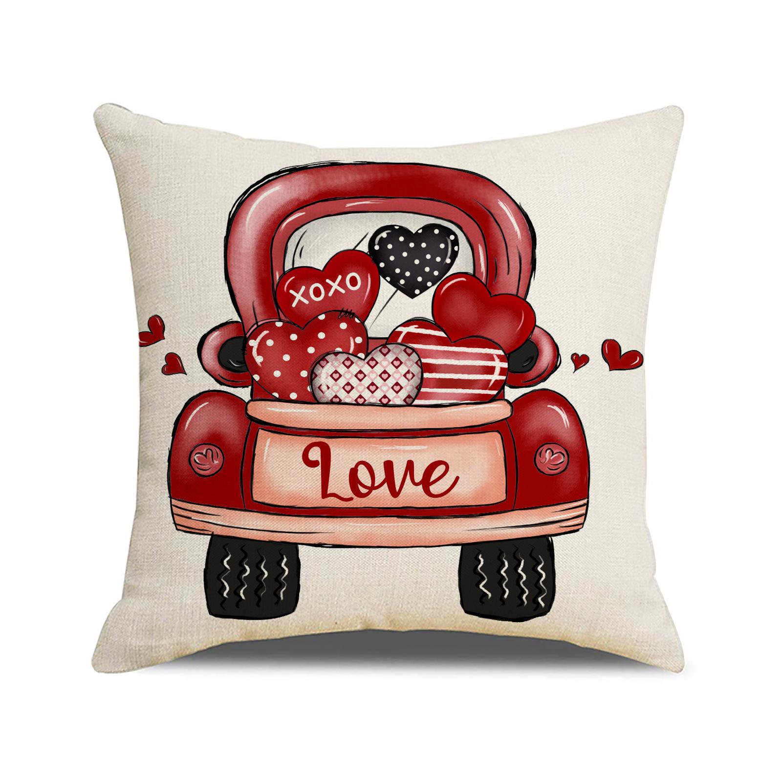 

New Valentine s Day Pillow Case Linen Printed Letters Love Home Sofa Cushion Bedroom Bedside Pillow 45X45cm (pillowcase only)