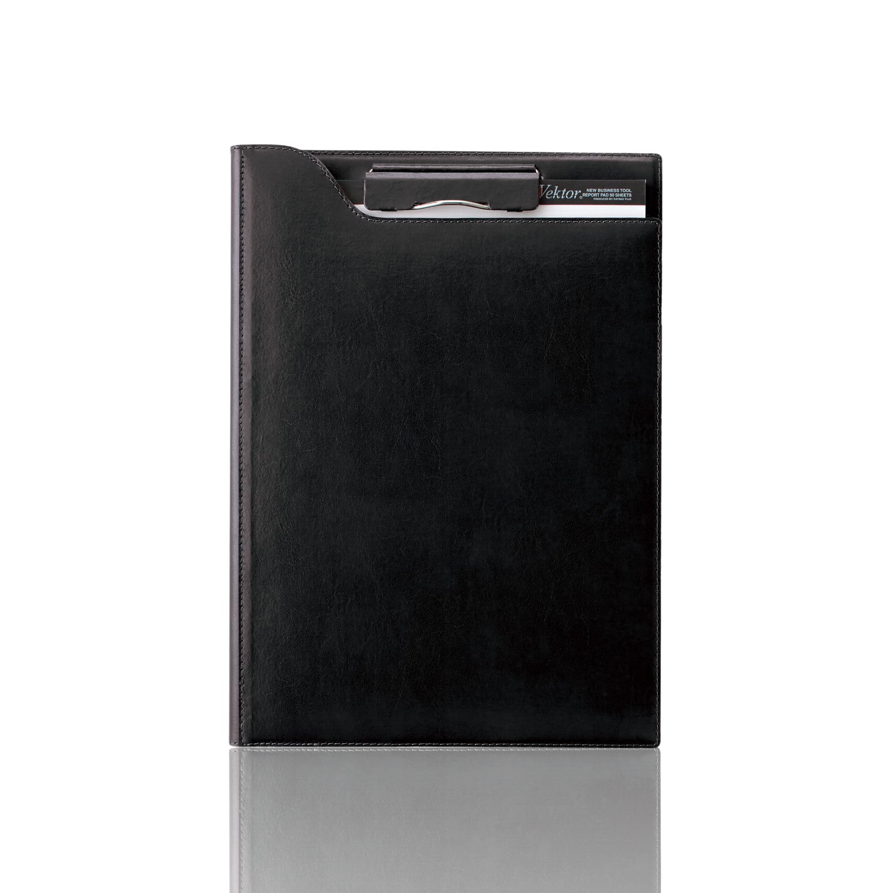 Raymay Fujii zeitVektor A4 Leather Clip File, Black ZVF654B