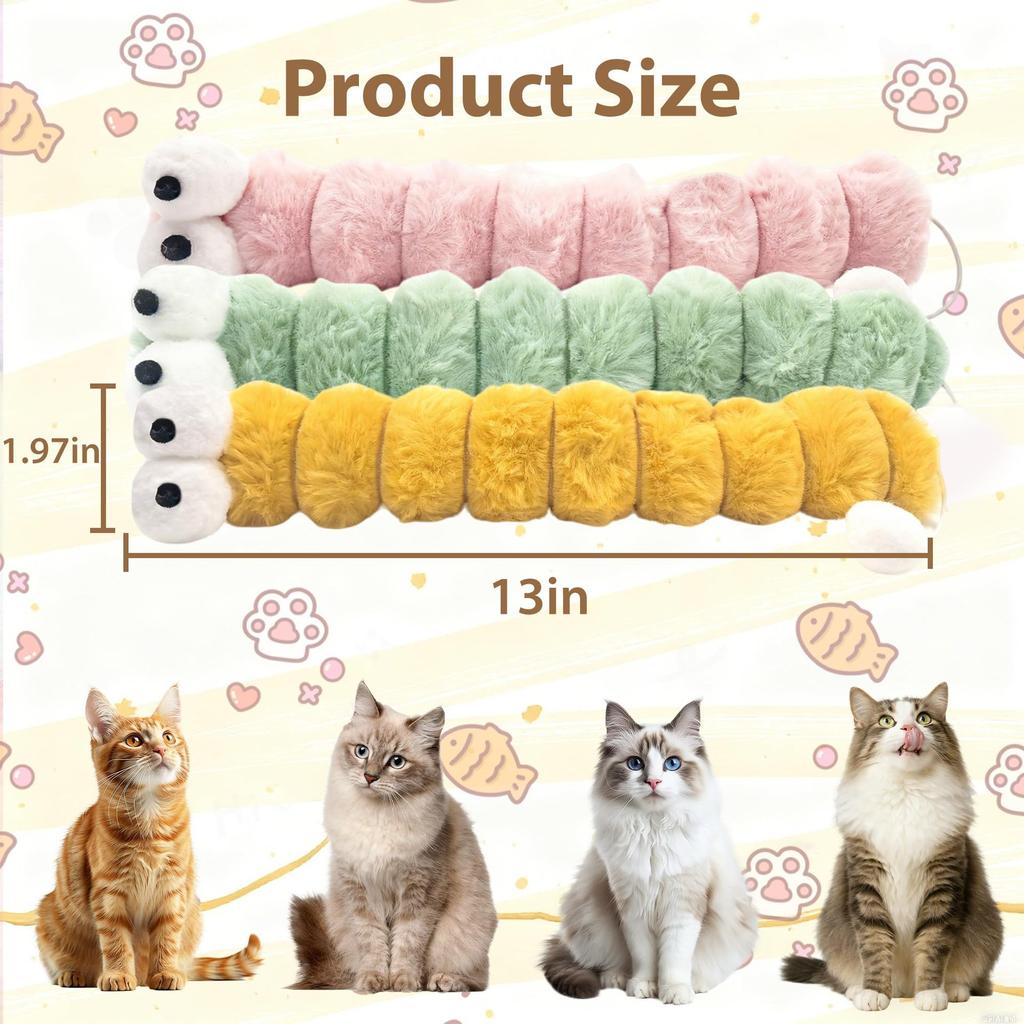 2Pcs Plush Catnip Toy Cute Caterpillar Cat Pillow Teeth Cleaning Chew Toy Interactive Boredom Cat Dog Pets Relief Toys