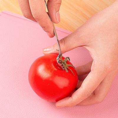 Obstpflücker mit scharfen Zähnen aus Edelstahl, 4 Stück, Entkerner für Erdbeeren und Tomaten, einfaches Entfernen des Stiels für weiches Obst und Gemüse, Küchengerät