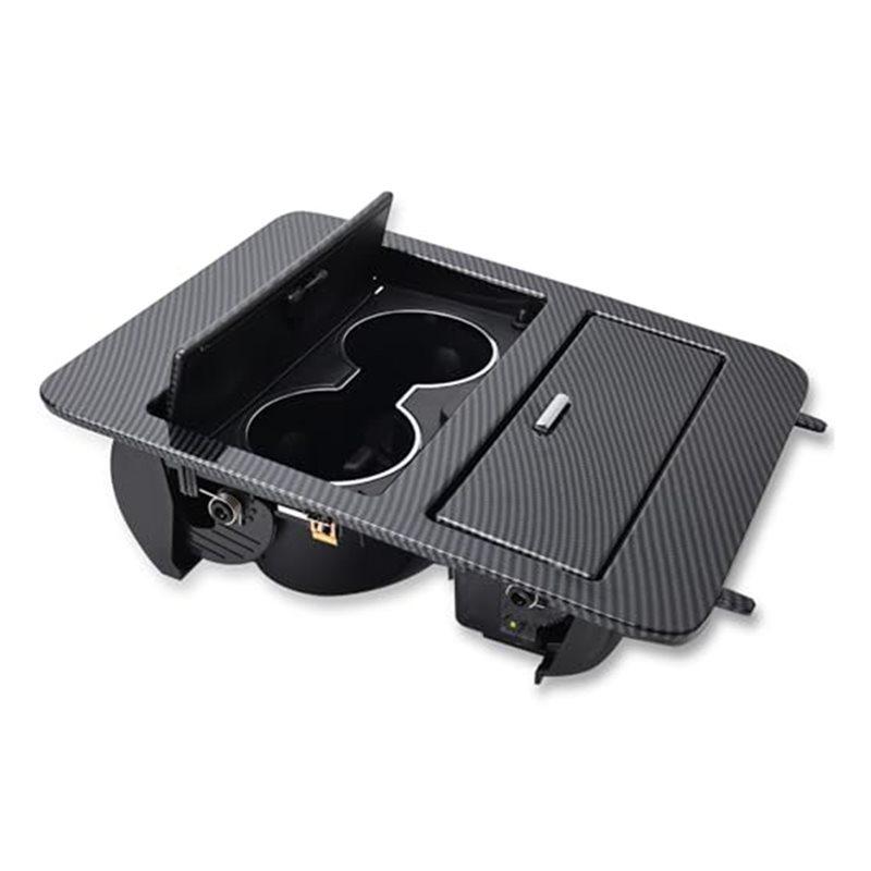 Console Cup Holder For Chevy Yukon Suburban Silverado Cadillac 2007-2014- Drinks Storage 23164631 Carbon Fiber Carbon Fiber Pattern