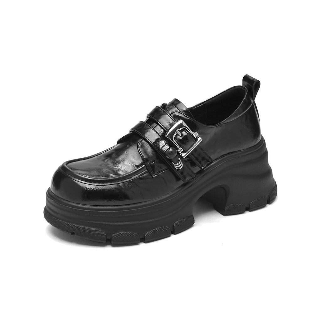 Platform Spring New Models Not Tired Feet Single Shoes Commuter Black British Small Leather Shoes