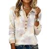 Women's Retro Street Lazy V,neck Long Sleeve Button Floral Print Pullover Top