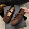 Design Sense Autumn New Thin Belt Round Head Flat Bottom Versatile Single Shoes Not Tired Feet Soft Sole Shallow Mouth Flat Heel Shoes