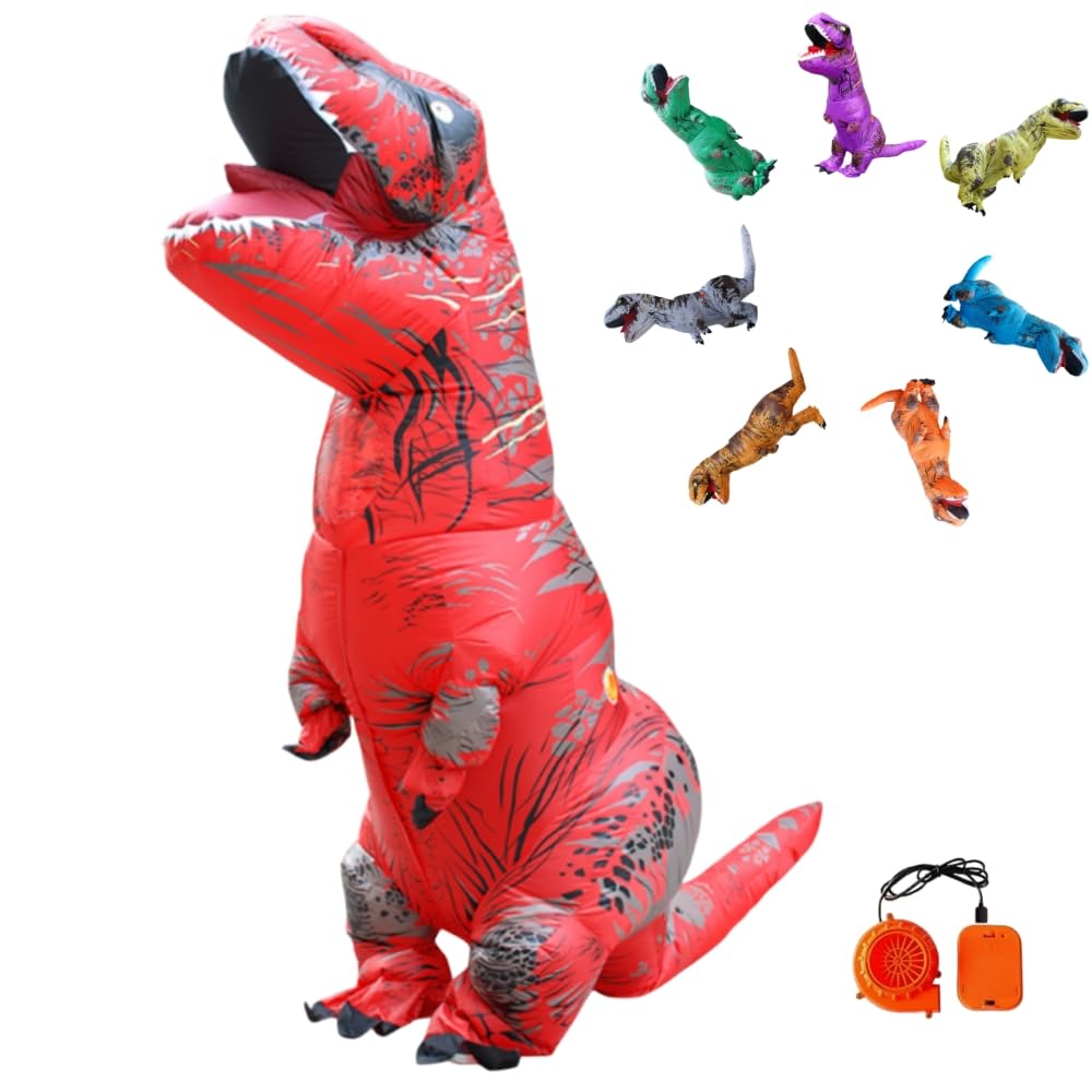 

REKUCCI Тираннозавр Рекс Динозавр Надувной Костюм Динозавра для и Идеально подходит для Школы и Мероприятий Размер Костюм, Хэллоуин, Взрослые, Дети, Рождество,