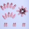 24pcs Spring Day Sweet False Nails Cute Pink Flower Star Pearl Designs Press On Nails Stripes French Style Almond Fake Nail