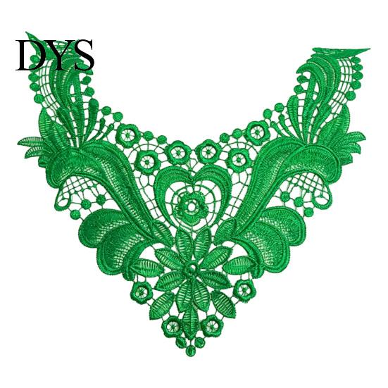 Fashion Neckline Enhancement Floral Lace Collar Insert, Embroidery V-neck Applique, Elegant Sew on Applique Hollow Petal Design, Polyester Decorative