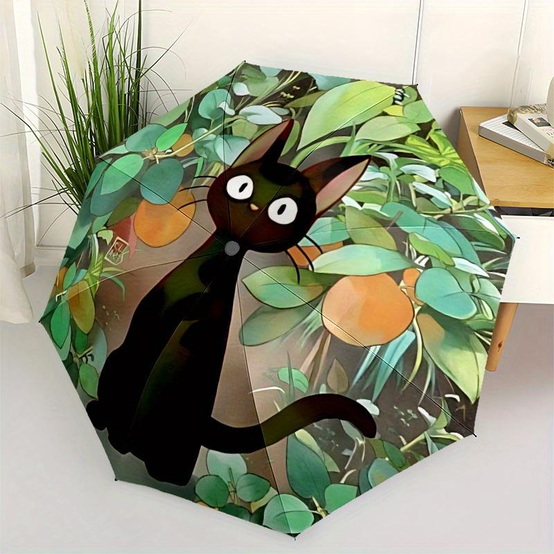 1pc Cat Garden Automatic Open/close Umbrella, 8-Rib Sturdy Structure, Portable Travel Umbrella, Parties, Everyday Use, Outdoor Accessory, Ar
