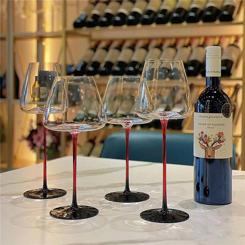 Luxury Black Bow Tie Burgundy Wine Glass Decanter Set Large Crystal Wine Champagne Goblet Bar Set
