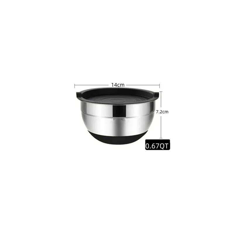 6-piece Set Mixing Bowls with Lids and Non Slip Bases Stainless Steel Mixing Bowls Set for Baking Nesting Storage Bowls