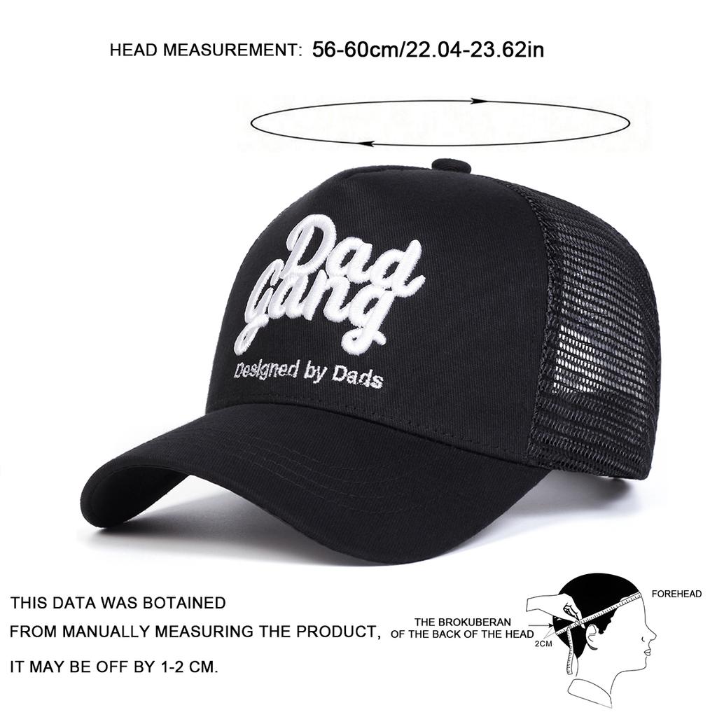 Baseball Hat Unisex Dad Gang Embroidery Adjustable Mesh Breathable Caps for Men Women Travel