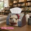 1pc, 2d Flat Printing, Tissue Box Cute Alpaca Christmas Pattern Printed Tissue Box, Durable Decoration, Living Room, Bedroom, and Carr, an Ideal Choic