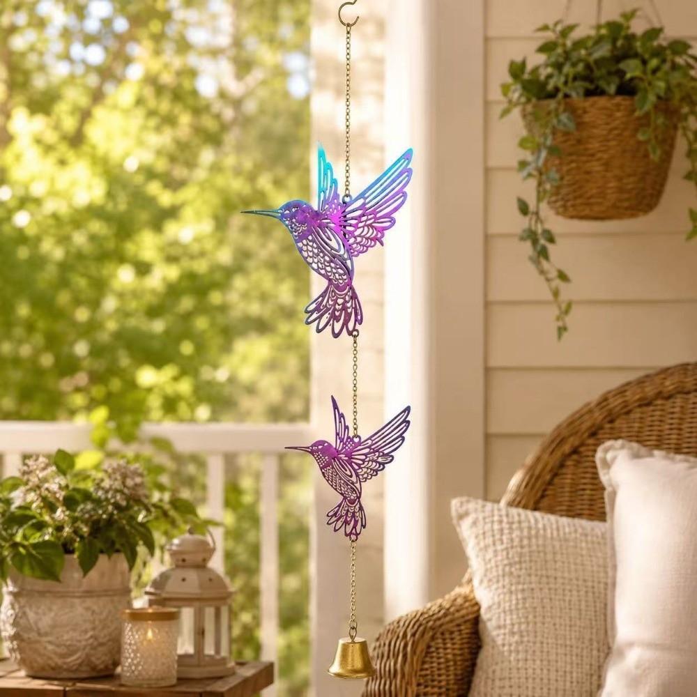 Garden Decor Hanging Wind Chime Hanging Pendant Hummingbird Wind Chimes Metal Bird Bell Tree Decor