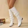 Fashion 2024 Winter New Solid Color Round Head Square Heel Knee-high Boots Fashion Comfortable Wear-resistant Boots Shoes for Women