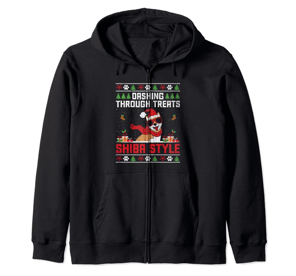 Christmas Shiba Inu Dad Dog Lover Owner Animal Rescue Zip Hoodie