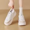 Leather mesh white shoes women's thick-soled inner height increase dad shoes women's lace-up casual student shoes women