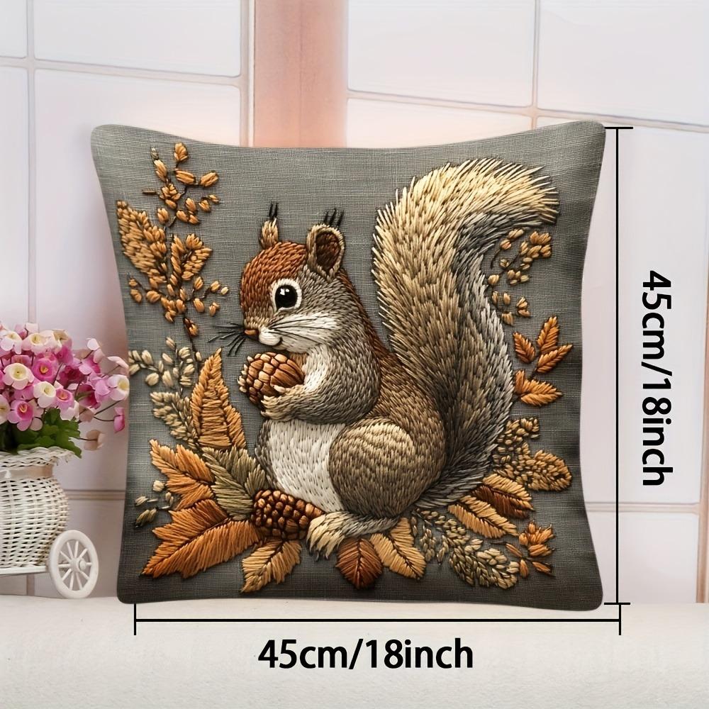Squirrel Pillow Cover: Nature's Artistry for Your Home Sofa cushion cover, home decoration, 2D printing