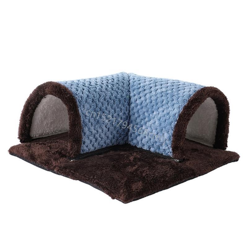 Soft Permeable Plush Pet Bed Small Animal Warm Bed House Cold Weather Cave for Small Pet Like Hamsters 6XDE