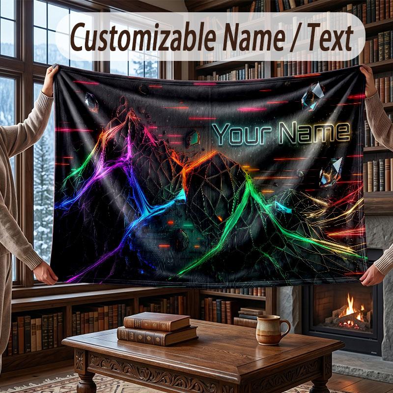 Skull Gothic Theme Throw Blanket Custom Name Text Personalized Blanket Soft Cozy Blanket for Home Sofa Bed