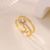 Luxury Cross Cubic Zirconia Stainless Steel Ring for Women Mama 18K Gold-plated Anti Fading Rings Wedding Jewelry Accessories