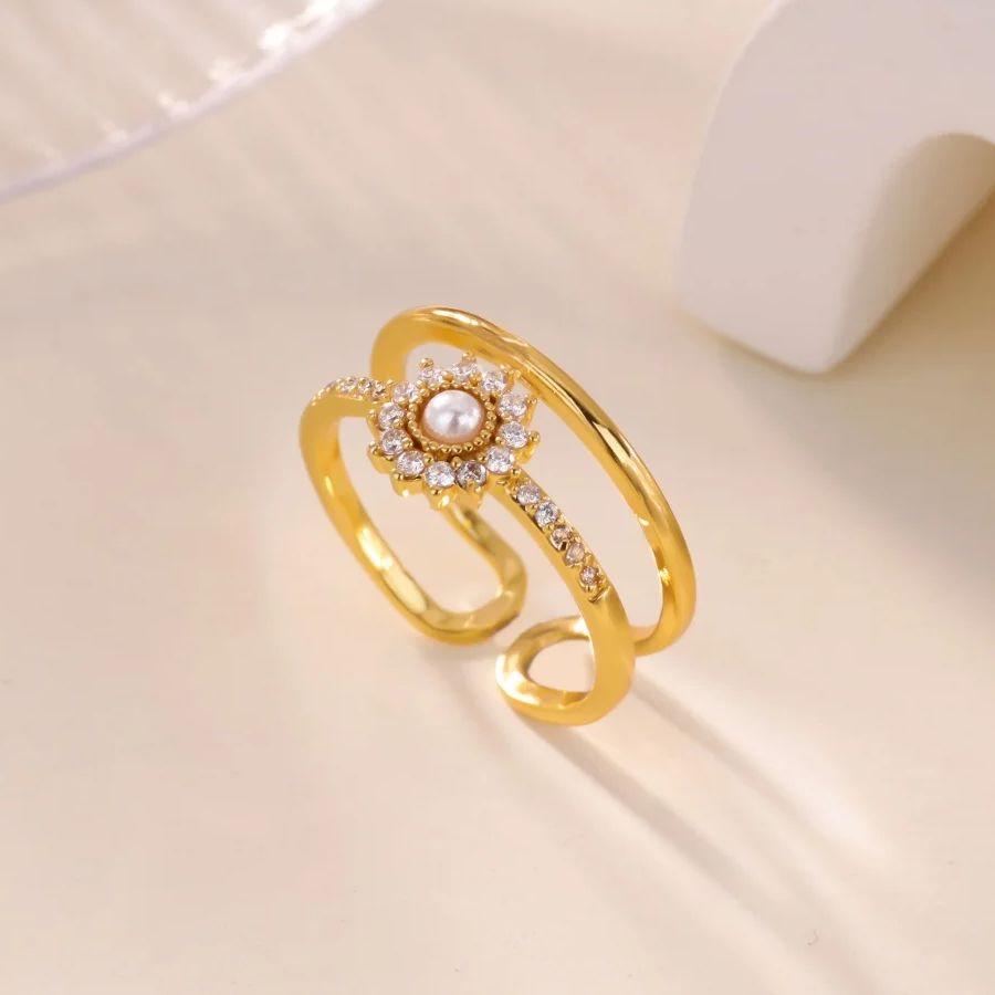 Luxury Cross Cubic Zirconia Stainless Steel Ring for Women Mama 18K Gold-plated Anti Fading Rings Wedding Jewelry Accessories