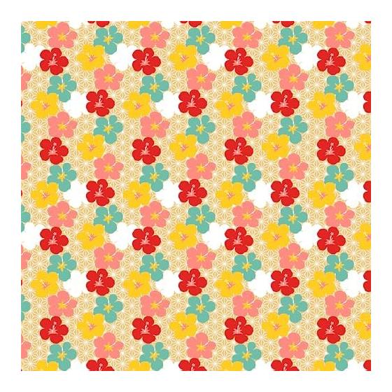 Hama Pattern FUROSHIKI Cross (Furoshiki 90cm) Colored Hibiscus