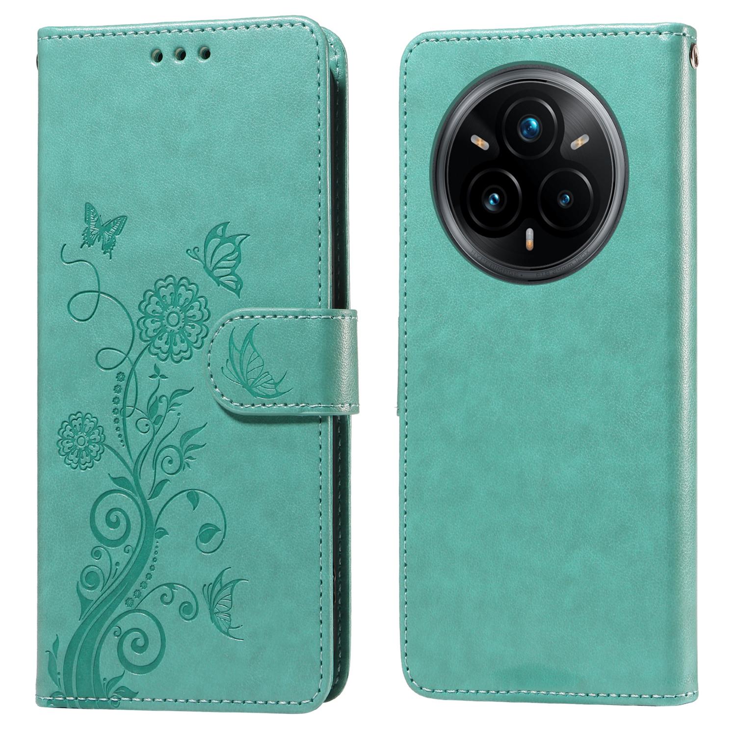 

For Realme 14 Pro+ 5G Case Butterfly Floral Imprint Wallet Stand Leather Phone Cover C