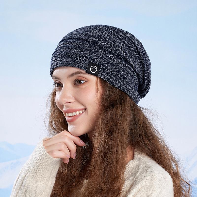 Winter velvet warm ear protection big head circumference versatile knitted hat women