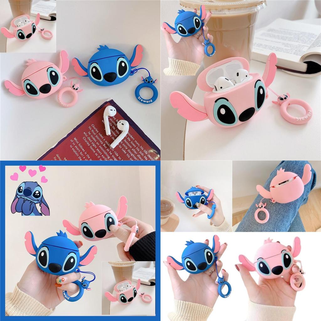 Cute Cartoon Stitch Airpods Pro2 Case Soft Silicone Protective Cover For Apple Bluetooth Earphones Adorable Shell For Women