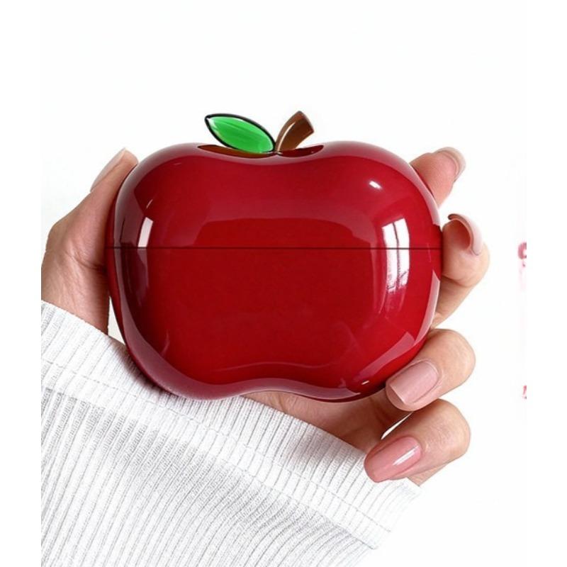 Transparent Fruit Earphone Case Drop-proof Cute Red Apple Shape Earphone Storage Case Home Organizer Desktop Decoration Gift