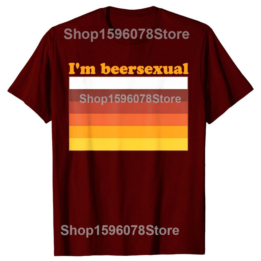 Lustig Ich bin Biersexuell Biertrinken LGBTQ Pride T-Shirts Herren Humor Streetwear T-Shirt Kurzarm Unisex Locker Rundhals Kleidung