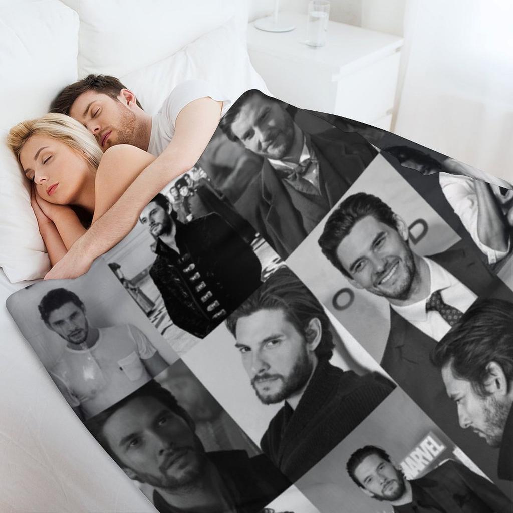 Ben Barnes Collage Throw Blanket Flannel Fabric Luxury Throw Custom Summer Blankets