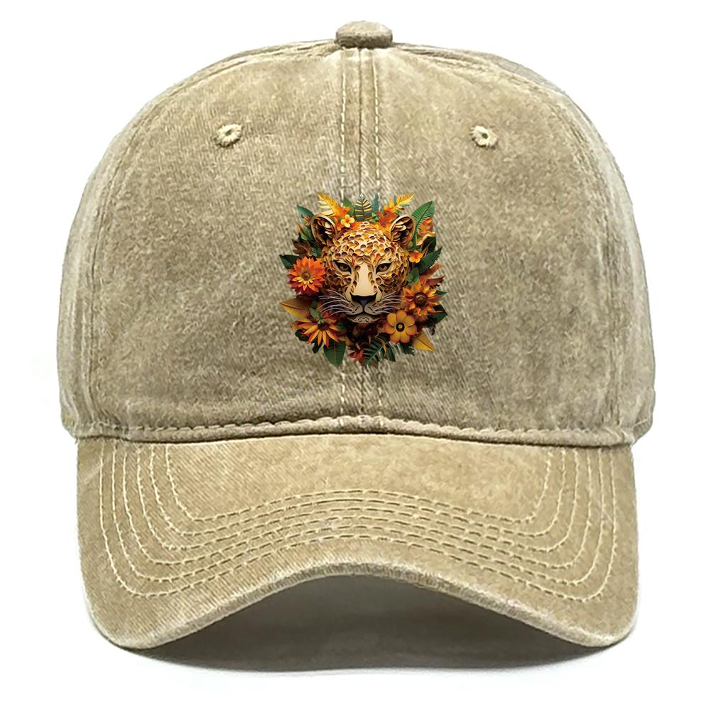 Flower Leopard Adjustable Baseball Hat Cap For Man Inelastic Distressed Snapback Baseball Caps Perfect For Mountaineering