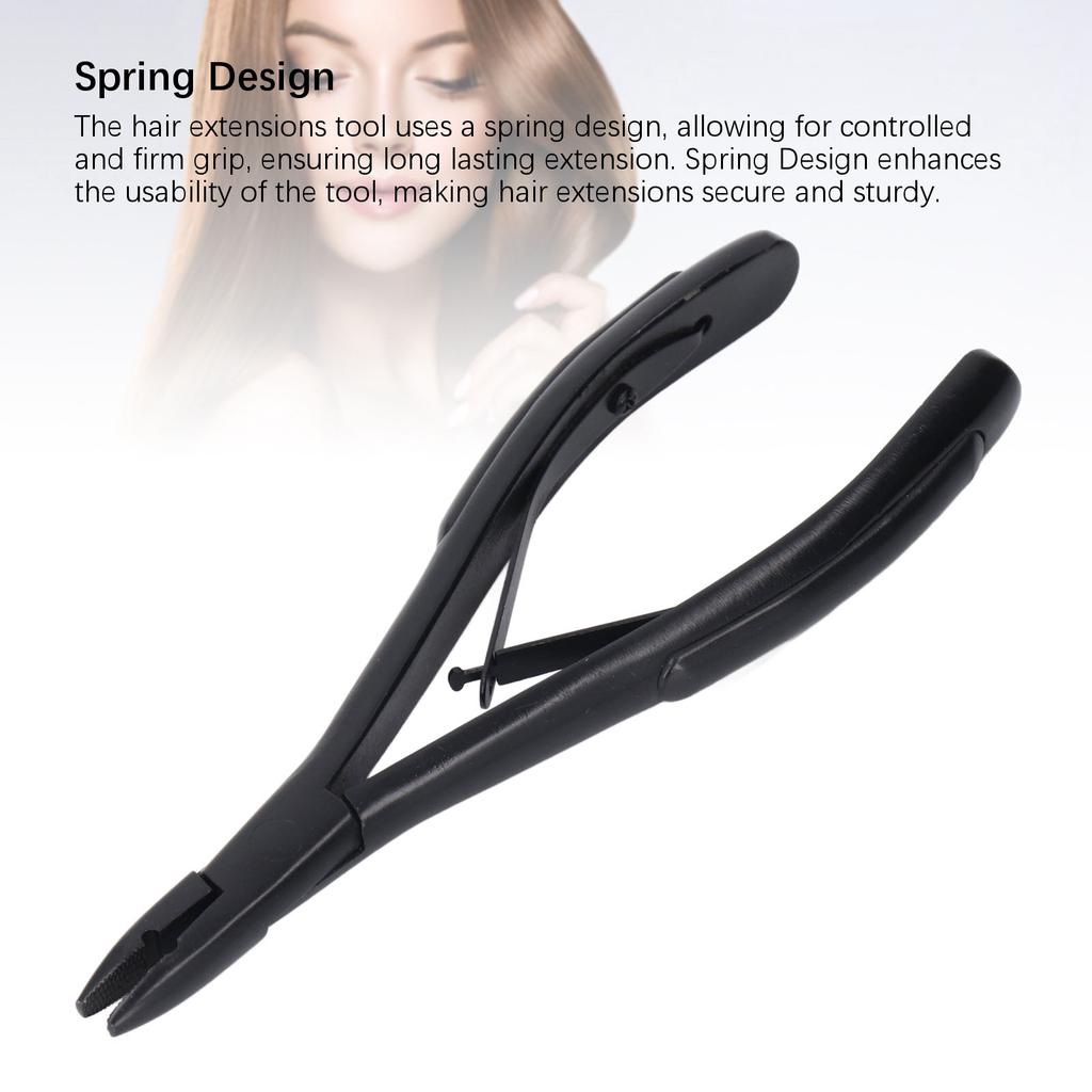 Schwarze Haarverlängerungszange Edelstahl Haarverlängerungsklemme Haarverlängerungsgreifer für Micro Links Micro Loops und Federhaarverlängerungen