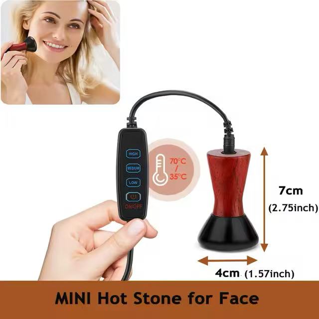 Electric Warm Natural Bianstone Facial Guasha Scraping Tools Portable Gua Sha Face Massage Tools for Lifting Massager