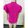 Damenhemd Sommer Neu V-Ausschnitt Lässig Rüschen Kurzarm Einfarbig Locker Hemd Oberteile Damen Elegant Mode Lässig Damenblusen